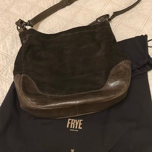 New Frye suede and leather shoulder bag.  Never used and comes in dust bag.
